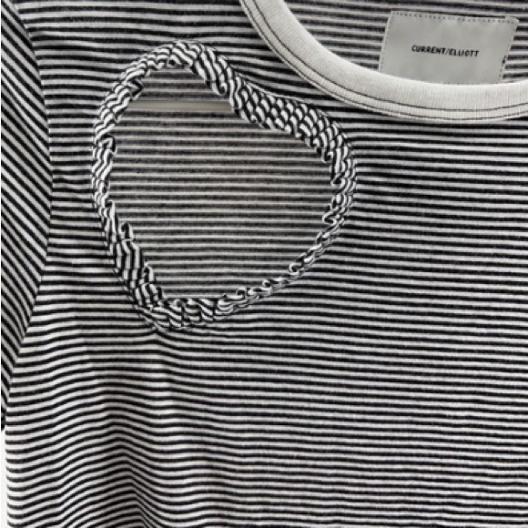 NWT CURRENT/ELLIOTT striped heart cutout tee szL - Picture 3 of 12